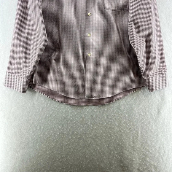 Pronto Uomo Dress Shirt Mens Size 17 34-35 Platinum Check Long Sleeve Cotton Red - Picture 4 of 9